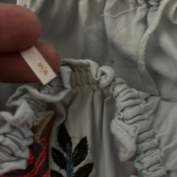 Free People Fleur Du Jour Light Blue Embroidered Mini Dress Long Bubble Sleeve - Picture 12 of 13